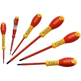 STANLEY FATMAX Set of 6 Insulated Screwdrivers, 3 Flat, 2 Phillips, 1 Voltage Test, Ergonomic Bi-Material Handle, Insulation