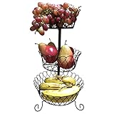 Evelots 3 Tier decorativo cocina frutas o vegetales cesta de almacenamiento de alambre de metal