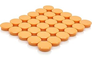 ZDZBLX Fridge Magnets, 30 Pack Strong Small Whiteboard Magnets, Heavy Duty Mini Round Magnets for Adults, Crafts, Notice Board (Orange)