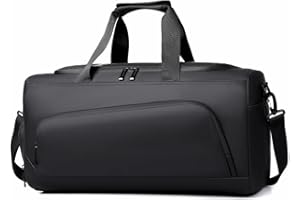 SMALLRUN Bolsa de Deporte Bolsa Gimnasio para Hombre Mujer Grande Bolsa de Viaje con Zapatos y Compartimentos Húmedos Fin de Semana Viaje Bolsos Deportivos Fitness Gym (570, Negro)
