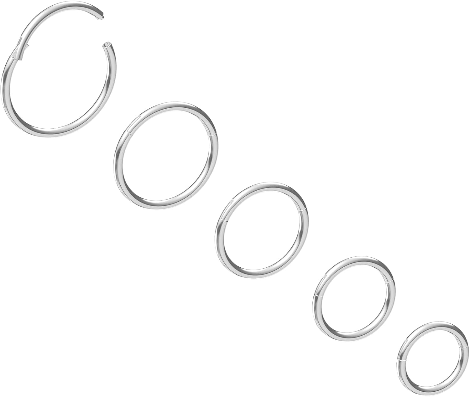 NewkeepsR 6G/8G/10G/12G/14G/16G/18G/20G Steel Nose Ring Hoop Piercing,Septum Lip Helix Cartilage Rook Body Jewellery,Diameter From 5mm to 14mm, Gold-Rose Gold-Silver tone-Black