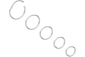 NewkeepsR 6G/8G/10G/12G/14G/16G/18G/20G Steel Nose Ring Hoop Piercing,Septum Lip Helix Cartilage Rook Body Jewellery,Diameter From 5mm to 14mm, Gold-Rose Gold-Silver tone-Black