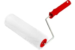 QWORK® 230mm Spiked Roller with 15mm Teeth, Flooring Aeration Roller Self Levelling Tool (9 Inch, Teeth 3/5 Inch)