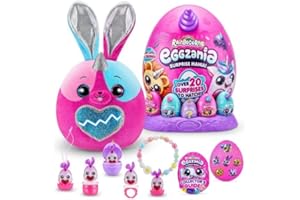Rainbocorns Eggzania Surprise Mania Whipper The Bunny - Collectible Plush - Over 20 Surprises Inside, 28 cm, Cuddle Plush Stuffed Animal, Rings, Bracelets, Stickers, Wearable Accessories (Bunny)
