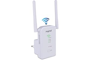 AIGITAL 2025 Ripetitore WiFi Potente per Casa, Extender Amplificatore Segnale WiFi 300Mbps 2.4GHz con Porta WAN/LAN, WPS Facile da Configurare, Compatibile con Modem Fibra e ADSL