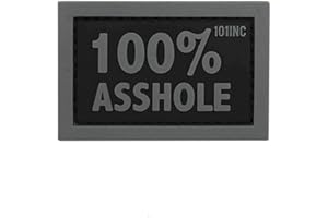 101 INC. Emblem 3D Rubber Patch 100% Asshole Klett Abzeichen Aufnäher schwarz/grau
