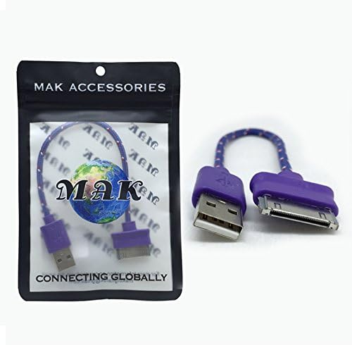 MAK POWER 2O CM SHORT 30 P[IN CABLE FOR ALL APPLE 30 PIN DEVICES IPHONE 4 /IPHONE 4S / IPAD 1/ IPAD 2/ IPAD 3 AND IPOD Extra Strength and Durability with Strong Nylon and Braided Covering for long lasting use