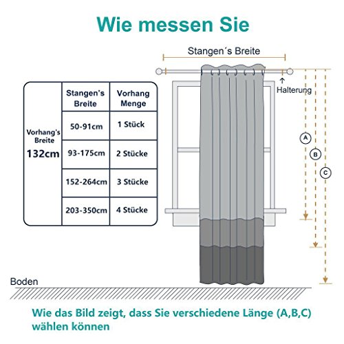 PONYDANCE Vorhänge Blickdicht mit Ösen geeignet für Saal 1 Stück 158 cm Hx 132 cm B, eins, Rot - 6