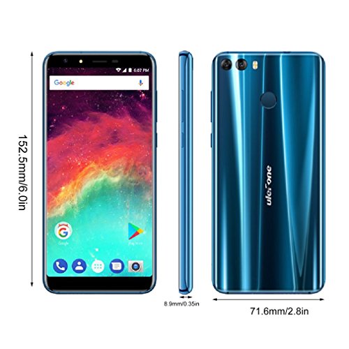Ulefone MIX2 5,7 Pollici HD+ 18:9 4G Smartphone, Android 7.0 MTK6737H Quad Core 1.3GHz, 2GB RAM 16GB ROM, Dual Fotocamera Posteriore, Fingerprint ID, Dual SIM, 3380mAh Batteria, Blu