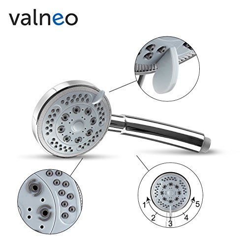 VALNEO Chrome-Duschkopf mit 5 Strahlarten | 2 Jahre Zufriedenheitsgarantie | Multifunktionsduschkopf, Duschbrause, Handbrause, Brause - 2