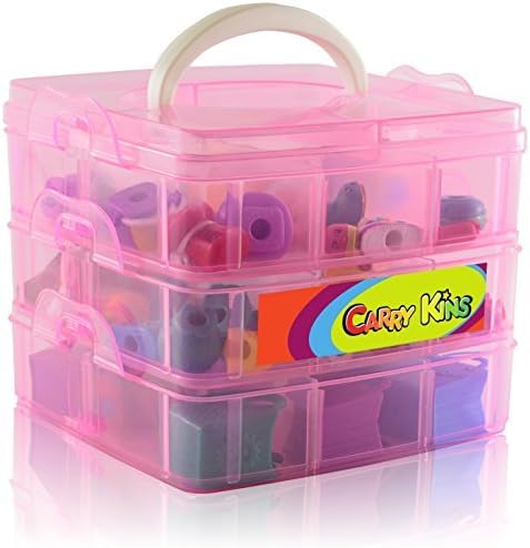 Shopkins Compatible Organizer - Compact Storage Container and Carrying Display Case - 3 Stacked Layers Holds About 200 Toy Characters