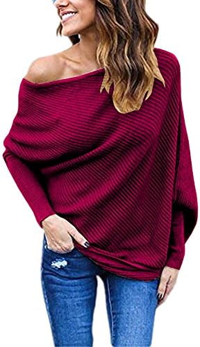 Norwaya Women's Batwing Long Sleeve Loose Knitwear Jumper Pullover Casual Tops Blouse T-Shirt