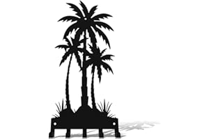 useNumber Black Metal Key Holder for Wall,Coconut Trees Key Hooks Wall Mount Whith 5 Hooks,Tropical Style Key Hanger Wall Decor for Front Door,Hallway,Entryway,Office