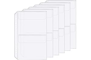 ZELTEN 6 Paquetes de Carpetas de Plástico A5 de 6 Agujeros con 2 Bolsillos, Impermeables y con 6 Agujeros para Recibos (2 Bolsillo, A5)