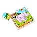 Produktbild Rolimate aus Holz Würfelblock Jigsaw Puzzles - Lion Zebra Elefant Nashorn Tiger Kaninchen (Zoo-Tiere)