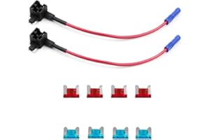 KOLACEN Automotive Car Truck 2 Stück 16 Gauge Add-a-Schaltung Sicherung TAP-Adapter für Low-Profile Mini Blade Typ Sicherung + 8 Stück Low Profile Mini Sicherung 10pm 15Apm