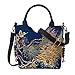 Produktbild Heyjewels Damen Handtasche Pfau Umhängetaschen Pfau Stickerei Doppelseitig Casual Chic Mit Pailletten Schultertasche mit Anhängern