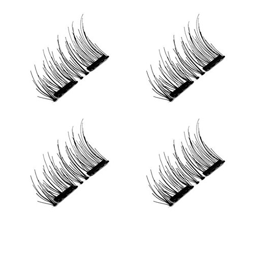 Preisvergleich Produktbild Magnetische Wimpern, Skitic 3D Künstliche Wiederverwendbar Magnetic Eyelashes Natürlicher Blick Augen Falsche Wimpern Verlängerung Ultra Dünne Faser ohne Kleber Allergie (1 Paar, 4 Stück)