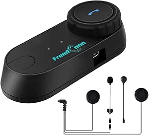 FreedConn Motorrad Intercom Bluetooth Headsets, T-COM VB Motorradhelm Interphone Gegensprechanlage Kommunikationssysteme 2-3 Rider Intercom Kit Mit 800M, GPS, FM Radio (1 Stück mit weichen Kopfhörer)