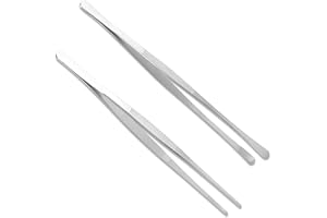 ARTOMNIVERA 2Pcs Cooking Tweezers Tongs, Two Barbecue Stainless Steel Tongs, Chef Tweezer Kitchen Tongs for Cooking, Roasting, Grabbing Small Objects, Dessert, BBQ