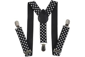 Linghe Kinder Hosenträger Clip - Jungen Mädchen Polka Dot Einstellbare Elastische Y-Förmige 3 Clip Hosenträger