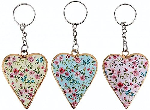 FLORAL HEART KEYRINGS Christmas Gift Party Bags Stocking Fillers