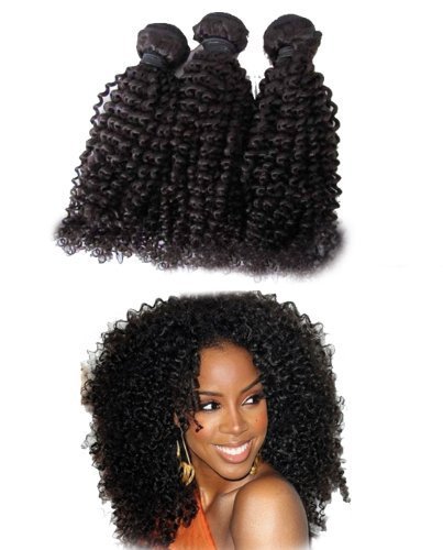 (36cm ) - 36cm Unprocessed Virgin Mongolian Afro Kinky Curly Human Hair Extensions for Black Women Natural Black 100g/one Bundle