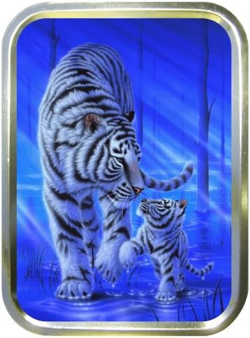 BLUE TIGER 2oz GOLD TOBACCO TIN,BACCY TIN,PILL TIN,FISHING TIN,SEWING TIN