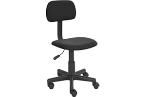 BAKAJI Sedia Poltrona Poltroncina Operativa Con 5 Ruote Piroiettanti Ufficio Cameretta Stanzetta in Tessuto Nero Regolabile Con Schienale Imbottito (Nero)