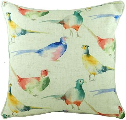 FILLED LUXURY EVANS LICHFIELD FANTASY PHEASANTS LINEN LOOK CUSHION 17" - 43CM