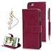 Produktbild iPhone6/iPhone6S Hülle, STXMALL PU Leder Flip Wallet Cover Ledertasche Case Card Slot Brieftasche Tasche Karteneinschub und Magnetverschluß made for iPhone6/iPhone6S(Rose rot)