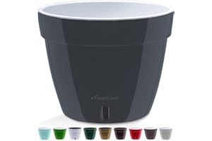 Santino ASTI 30 cm samonawadniająca się doniczka ze wskaźnikiem poziomu wody do roślin, kwiatów, ziół (Ø 30 cm, wys. 23 cm, 12 l – antracytowa/biała)