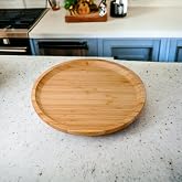 Deconox Bambu L&uuml;x Yuvarlak Servis 25 * 25cm, Bambu Sunumluk &amp; &Ccedil;erezlik Yuvarlak Sunum Tabağı, Sunum Tabağı