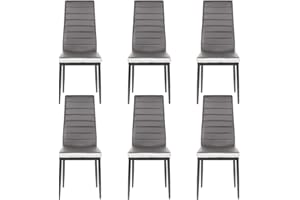 LANTUS Lot de 6 Chaises de Salle à Manger,SGS Tested, Siege Rembourre Epais, Chaises Moderne,6PC (Gris + Blanc)
