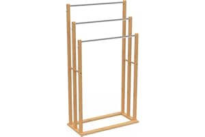 IDMarket - Porte-serviettes sur pied 3 niveaux RITA en bambou