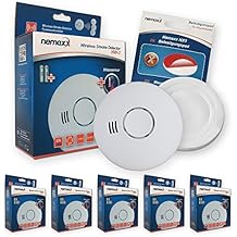 5x Nemaxx HW-2 Funkrauchmelder Rauchmelder Hitzemelder mit kombiniertem Rauch- und Thermosensor nach DIN EN 14604 + 5x NX1 Quickfix Befestigungspad