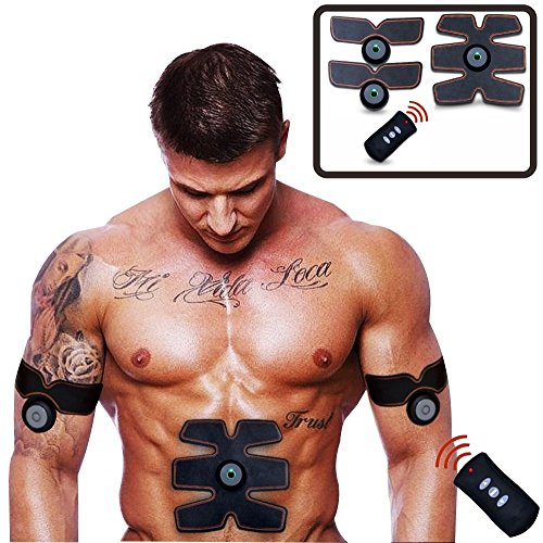 Elektrostimulator Bauch Beine Arme Frauen/Mann Bauchmuskel Trainer Abnehmen Effektiv Massagegerät Gürtel Elektrostimulationsgerät USB Ladegerät