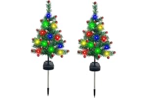 BYNYXI 2PCS 78cm LED Outdoor Weihnachtsbaum Dekorative Lichter, Rasen Tannenbaum mit Beleuchtung LED Solar Boden Licht Solar Gartenstecker Gartenleuchte Rasenlampe für Weihnachten Advent Landschaft