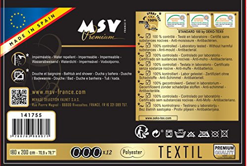 Cotexsa by MSV Premium Anti-Schimmel Textil Duschvorhang – Anti-Bakteriell, waschbar, 100% wasserdicht, mit 12 Duschvorhangringen – Polyester, „Mosaik“ Violett 180x200cm – Made in Spain - 4