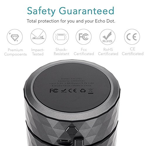 Akku f  r Dot 2nd Generation 10000mAh Dot Akku  Batteriebasis f  r Dot Zubeh  r und Android Ger  te von KIWI Design  Schwarz 