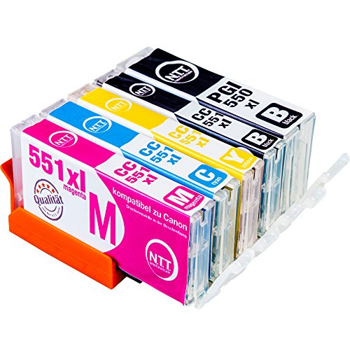 N.T.T.® SET 5 kompatible Druckerpatronen für Canon PGI-550 / CLI-551 XL