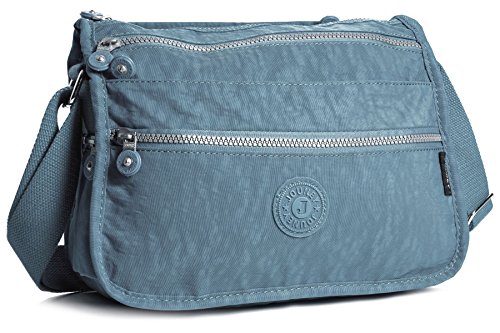 Big Handbag Shop Fabric Unisex Zip Pocket Lightweight Shoulder Cross Body Messenger Bag (Pale Teal)