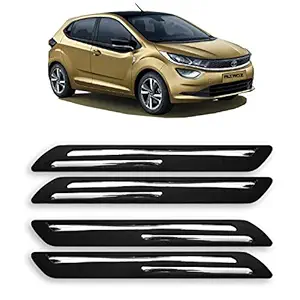 ROYALS CHOICE Car Bumper Protector Guard for TaTa Altroz XM with Double Chrome Strip Set of 4Pcs (Black)