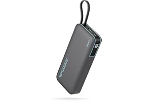 CUKTECH 45W 20000mAh Power Bank con Cavi Integrati, Ricarica Rapida Batteria Esterna con 2 Porte, Display Digitale, USB C Caricatore Portatile Caricabatterie per MacBook Air, Galaxy S23, iPhone 17 Pro