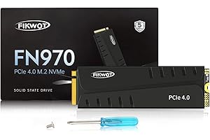 Fikwot FN970 4To M.2 2280 PCIe Gen4 x4 NVMe 1.4 Disque SSD Interne avec dissipateur Thermique - Vitesse jusqu'à 7400Mo/s, Configuration du Cache DRAM