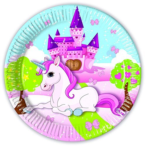 8 Teller * UNICORN * für Kindergeburtstag oder Motto-Party // Party Partyteller Pappteller Plates Motto Einhorn Schloss Pink Traumwelt