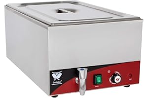 Beeketal 'BBM-1' Gastronorm Bain Marie mit Ablaufhahn, Profi Gastro Speisewärmer inkl. 1 x (GN) 1/1 Edelstahl Gastronorm Behälter mit Deckel, Wasserbad Temperatur einstellbar von 35-65 °C