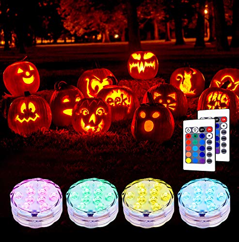 Unterwasser LED Leuchte, Lunsy 4pcs Multicolor RGB 10 LED Schwimmlichter Wasserdicht Lampe Deko Lichter Schwimmleuchtung Beleuchtung für Water Garden, Aquarium, Badewanne Pool und Spa usw.