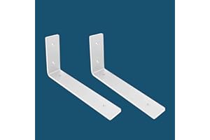 MLOQI 2 Piezas Escuadras para Estanterias, Soportes para Estantes, Escuadras Metalicas de L, Grueso de 5 mm con Tornillos Capacidad de Carga 50 kg (Blanca 25 cm)