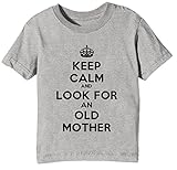 Despacho Rápido Keep Calm and Look For and Old Mother Niños Unisexo Niño Niña Camiseta Cuello Redondo Gris Manga Corta Tamaño XL Kids Unisex Boys Girls T-Shirt Grey X-Large Size XL